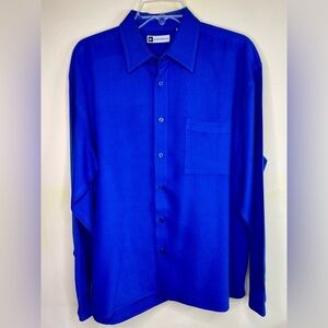 Bachrach Cobalt Blue Long Sleeve Button Up Shirt Size Large